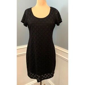 Isaac Mizrahi Dress Womens XL Short Sleeve Eyelet Lace Midi Sheath Academia